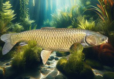 Gros plan sur une carpe amour blanc